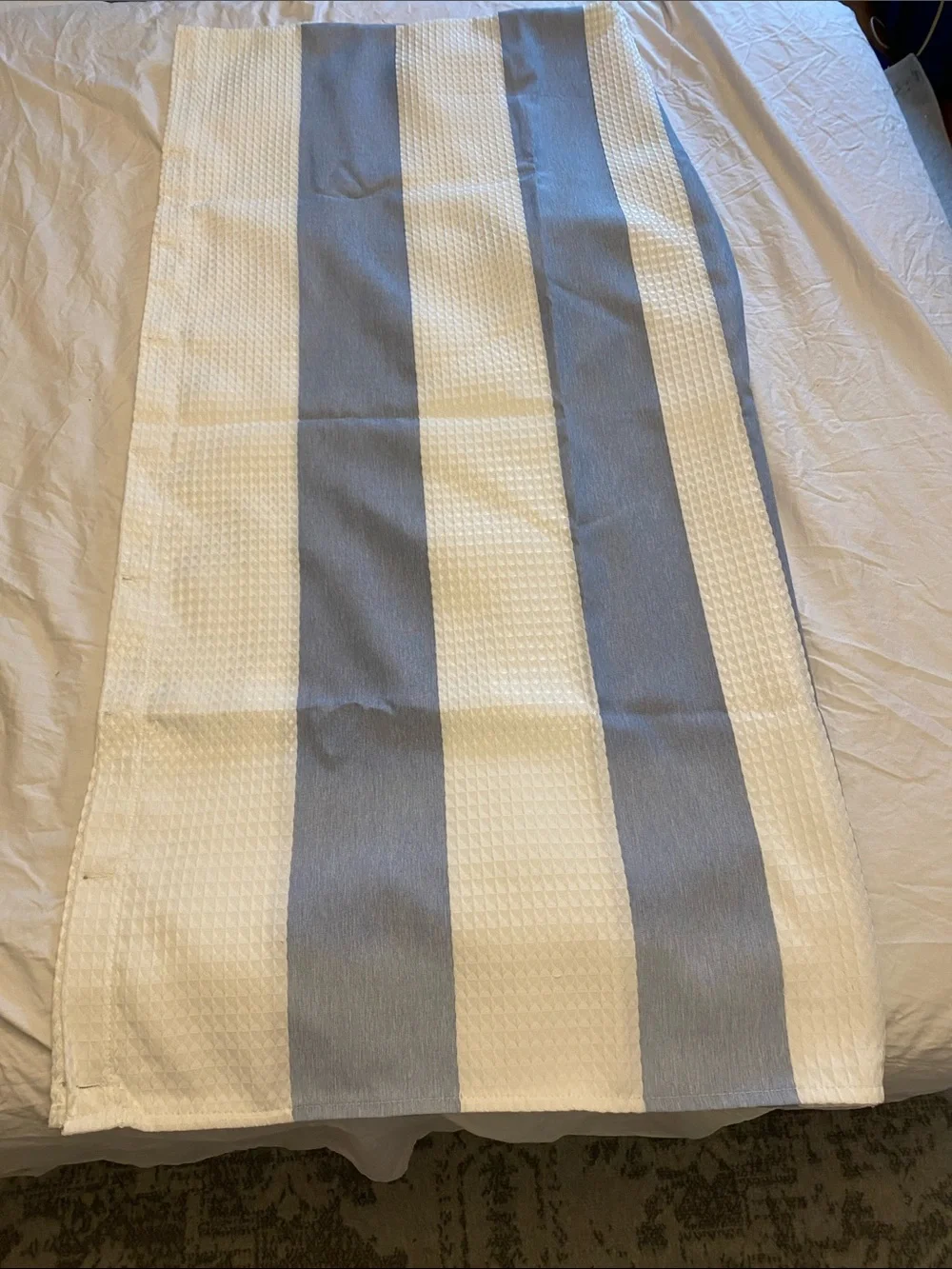 Blue and White Striped Shower Curtain